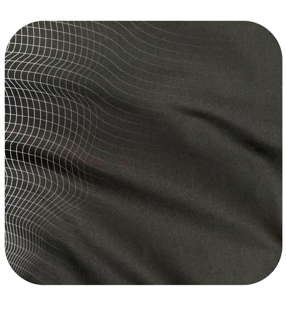 Close-up of the OWO Skin’s lycra fabric, showing its flexible, breathable and form-fitting texture