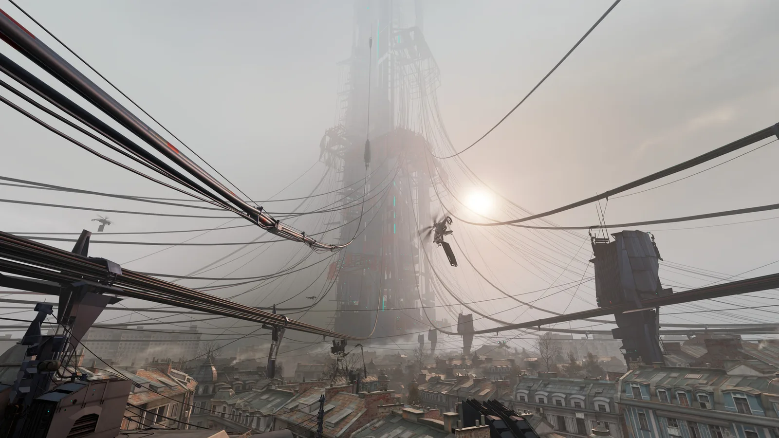 City 17 skyline with the Combine Citadel in Half-Life: Alyx, Valve's PCVR game