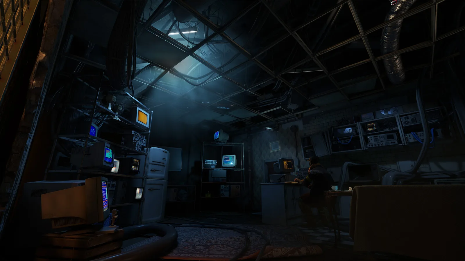 Russell's lab full of CRT monitors in Half-Life: Alyx, home to several easter eggs