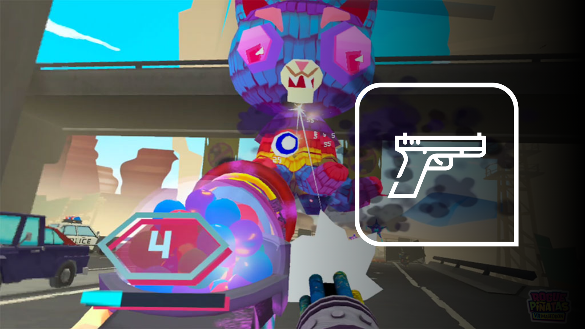 Rogue Piñatas VRmageddon weapon recoil with OWO Skin